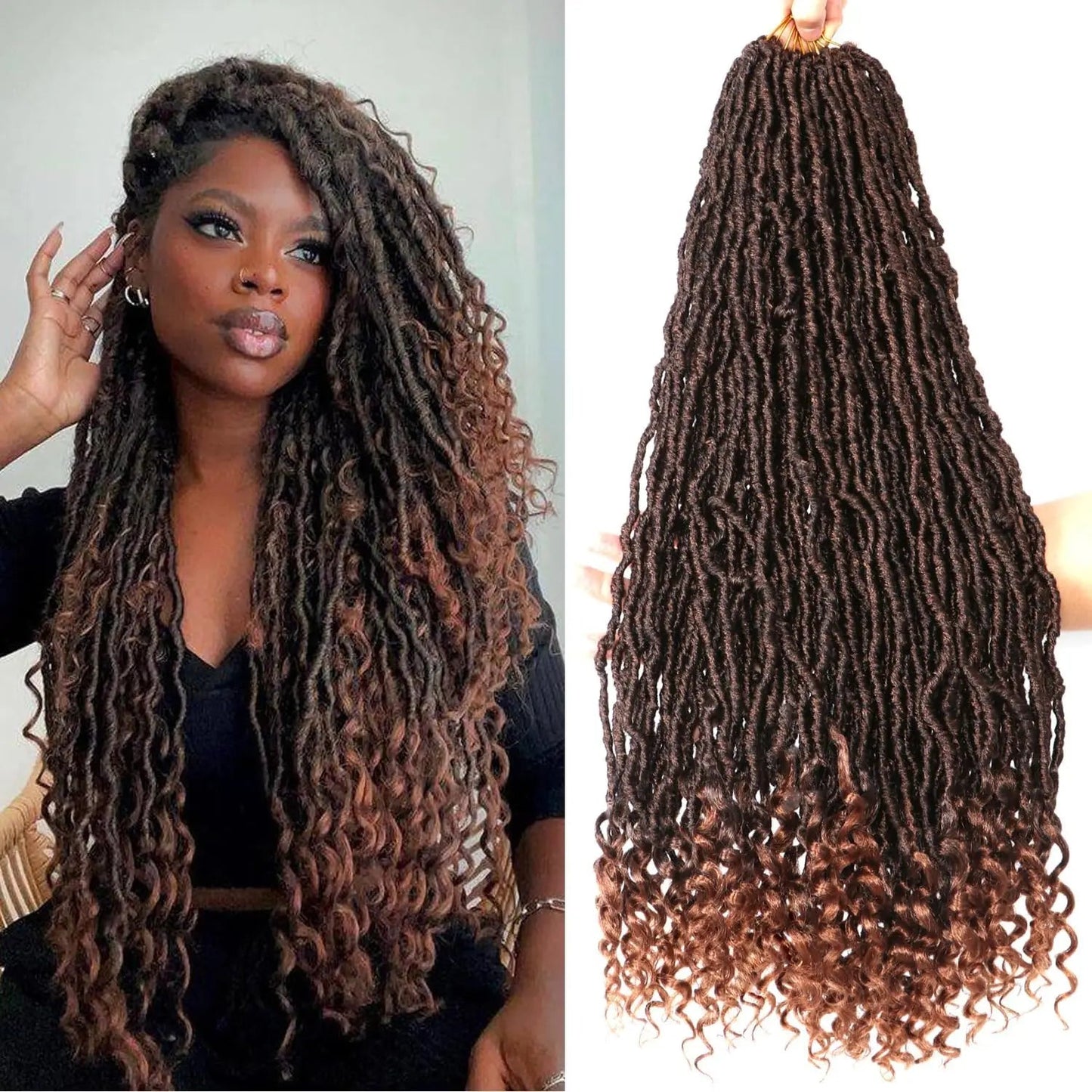 1/3/8 Packs Faux Locs Crochet Hair Curly Ends 14-30 Inch Soft Locs Crochet Dreads Boho Braids Crochet Faux Locs Synthetic Hair Viralgem Store