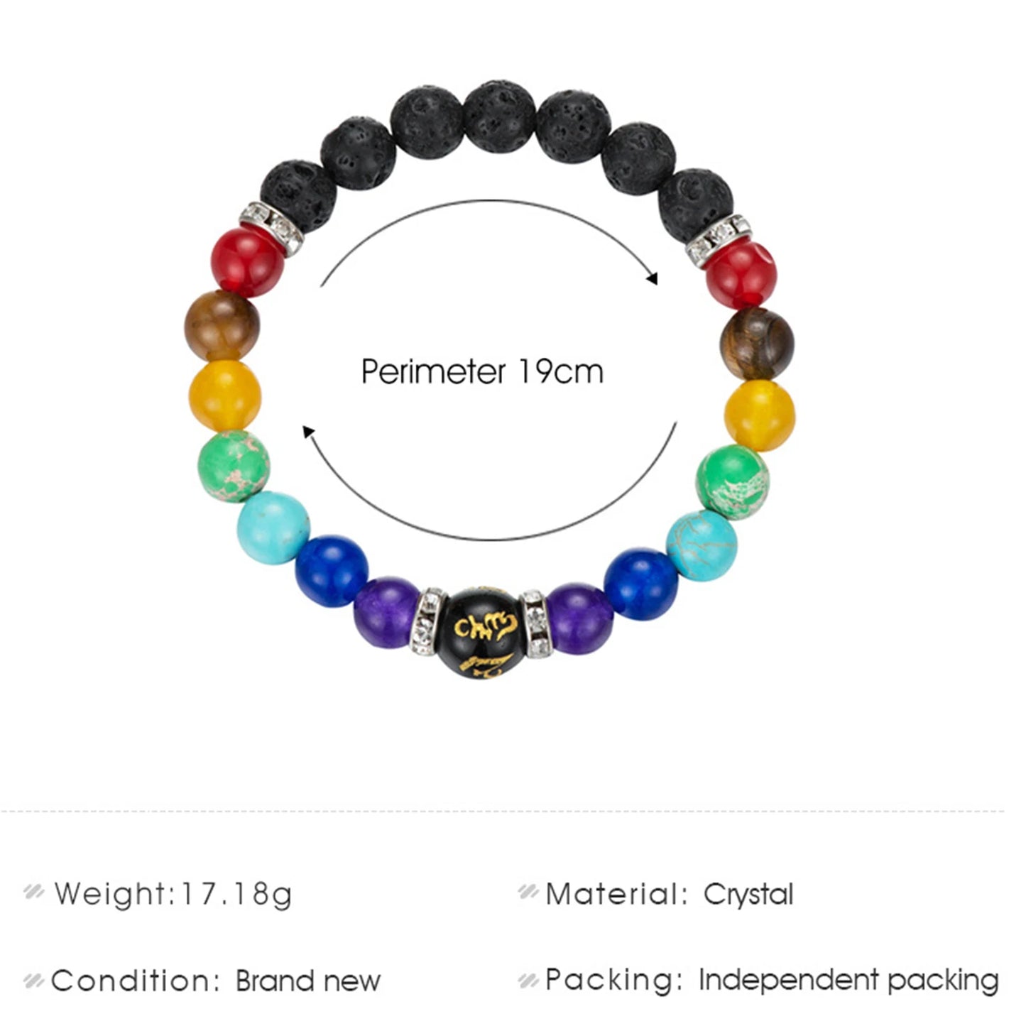 2pcs 7 Chakra Bracelet with Meaning Cardfor Men Women Natural Crystal Healing Anxiety Jewellery Mandala Yoga Bracelet Gift