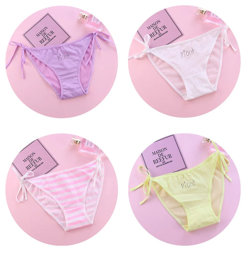 SP&CITY Young Girls Student Cute Underwear Women Japan Lace Up Cotton Panties Funny Hollow Out Seamless Briefs Female Lingerie