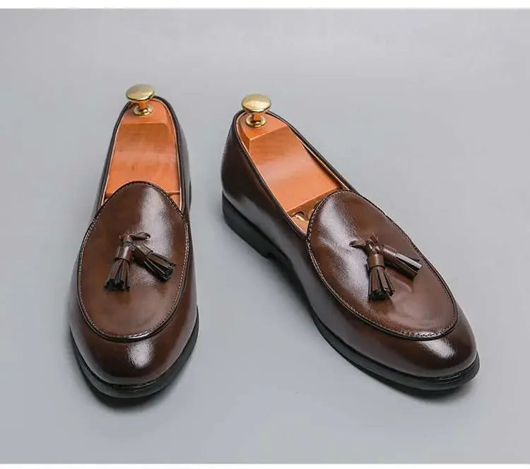 2023 New Classic Men Business Shoes British Breathable Simple Tassel Leather Shoes Style Casual Dress Shoes Mens Size 38-46 Viralgem Store