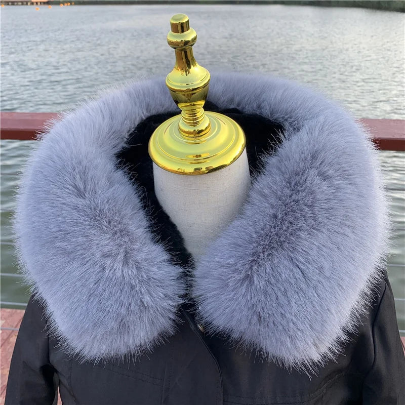 Women Faux Fox Fur Collar Shawl Furry Fur Collar For Winter Coat Hood Fur Decor Fake Fur Scarf Parkas Coat Fur Collar Scarves Viralgem Store