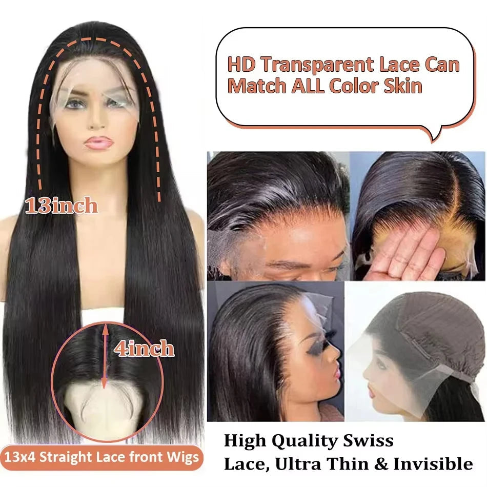 250Densit 13x6 Bone Straight HD Transparent Lace Human Hair Wigs Brazilian 13x4 360 Full Lace Front Wig Human Hair Wig For Women Viralgem Store