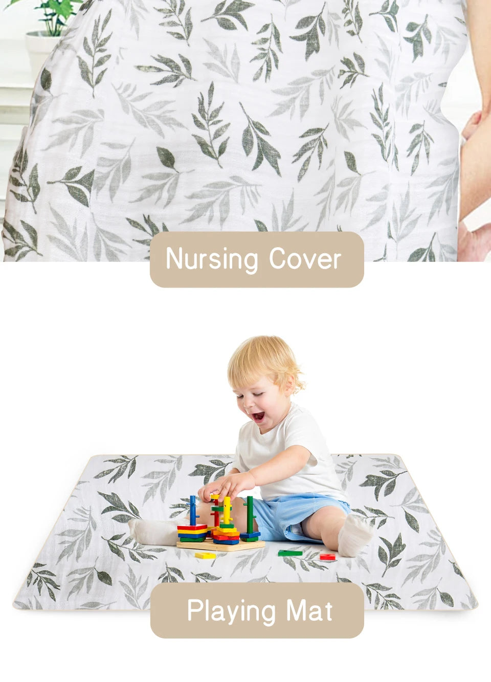 100% Cotton 120*110cm 2 Layers Newborn Baby Bath Towel Wrap Muslin Swaddle Blankets Viralgem Store