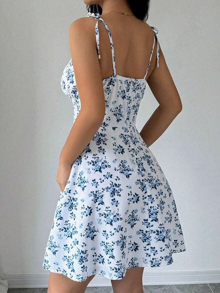 Women's Summer Floral Spaghetti Strap Beach Short Dress,Womens Dresses,Woman Clothing,Woman Clothes,Sundress,New In Dress 2025 Viralgem Store