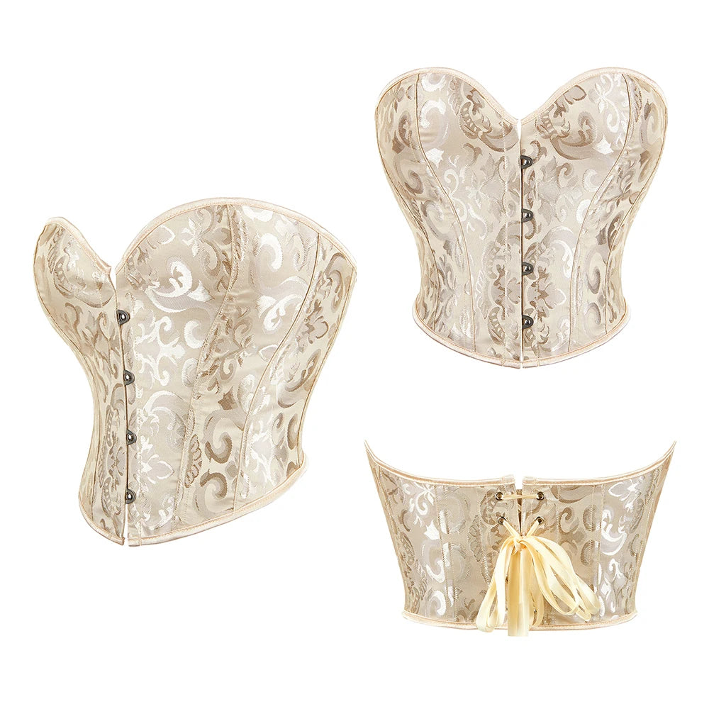 Women Steampunk Corset Bustier Overbust Lingerie Sexy Corselet Lace Up Plus Size Brocade Crop Tops Vest Female Gothic Costume Viralgem Store