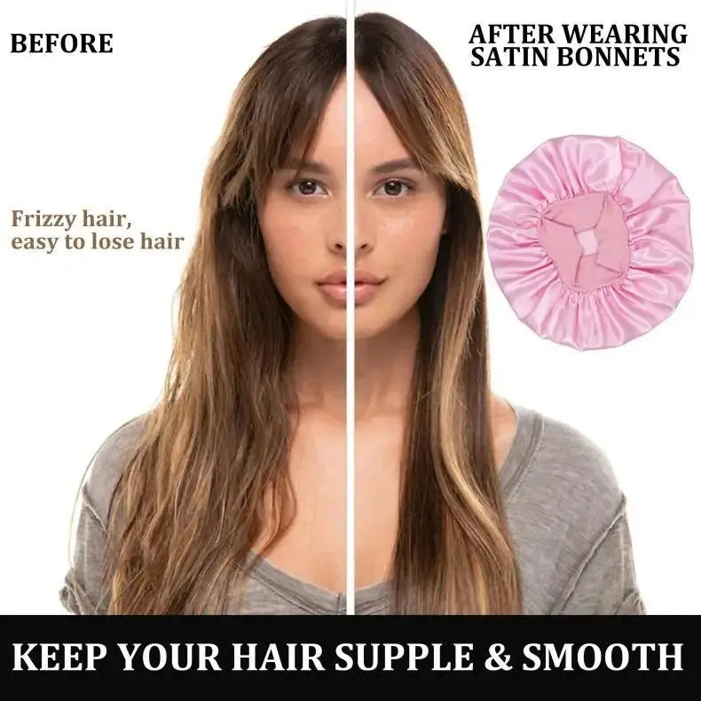 Women's Wide Brim Nightcap Silk Bonnet Hair Wrap for Sleeping Sleep Cap With Elastic Soft Band Sleep Cap With Elastic Soft Band Viralgem Store