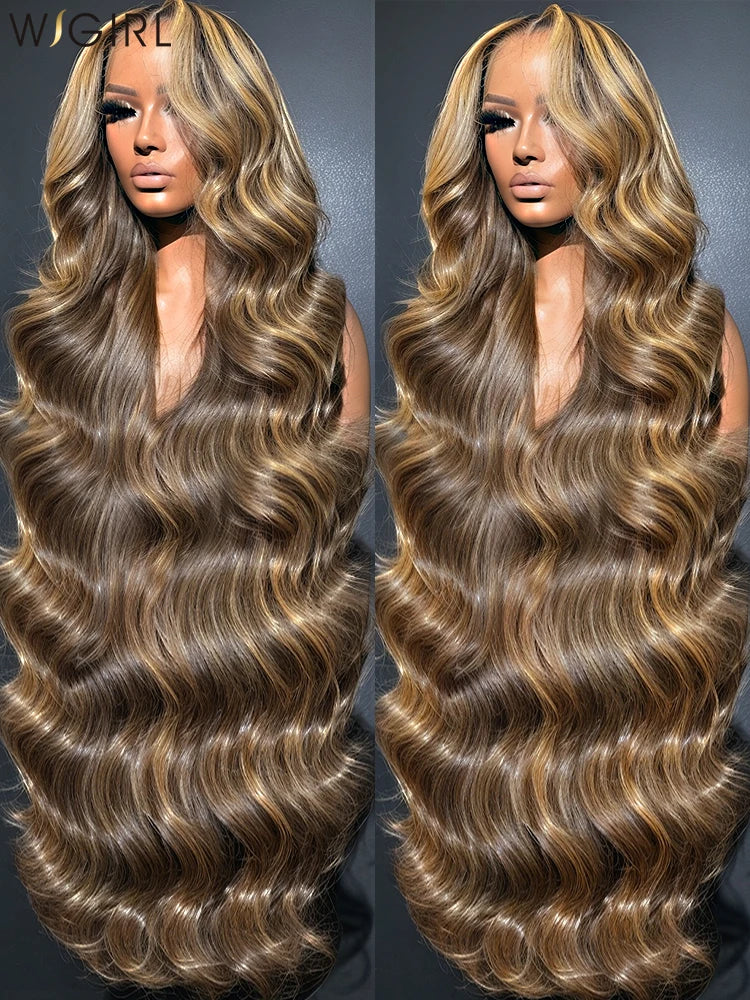 Wigirl 250% 30 32 Inch Highlight Ombre Body Wave Human Hair 13x4 Lace Front Wig 4/27 Colored 13x6 Lace Front  Wig For Women Viralgem Store