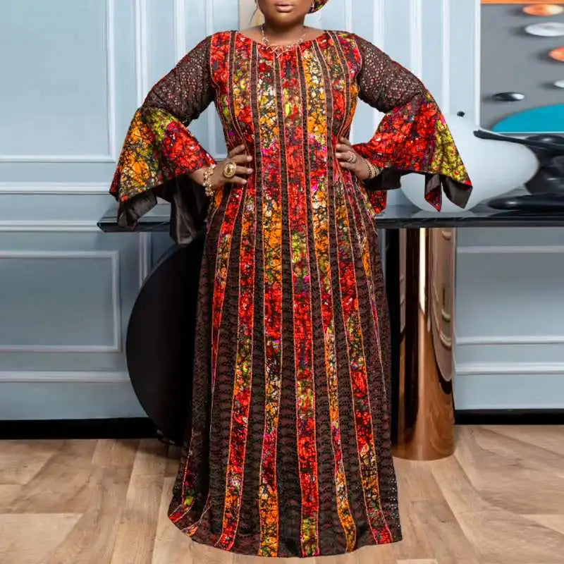 VONDA Plus Size 5XL Oversized Vintage Bohemian Printed Sundress Women Maxi Dress 2024 Long Flare Sleeve Party Casual Loose Robe