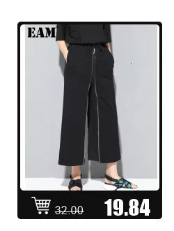 [EAM] Loose Fit Black Denim Big Size Sweatshirt New High Collar Long Sleeve Women Big Size Fashion Spring Autumn 2024 1K166