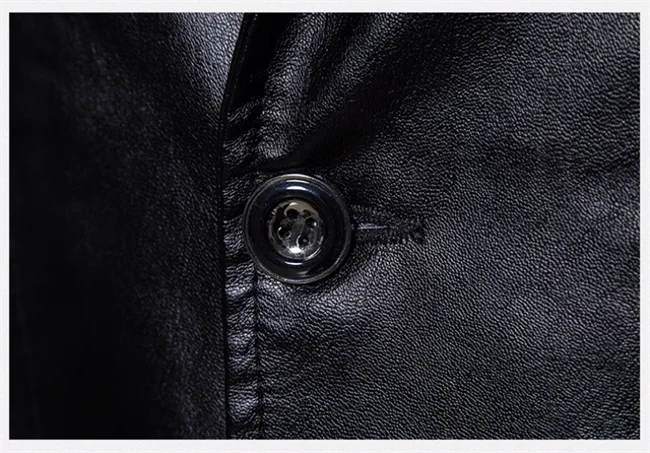 2024 New Men Business Casual Leather Jacket Black / khaki Fashion Male Suit Collar Coats Large Size 5XL Slim Fit Top