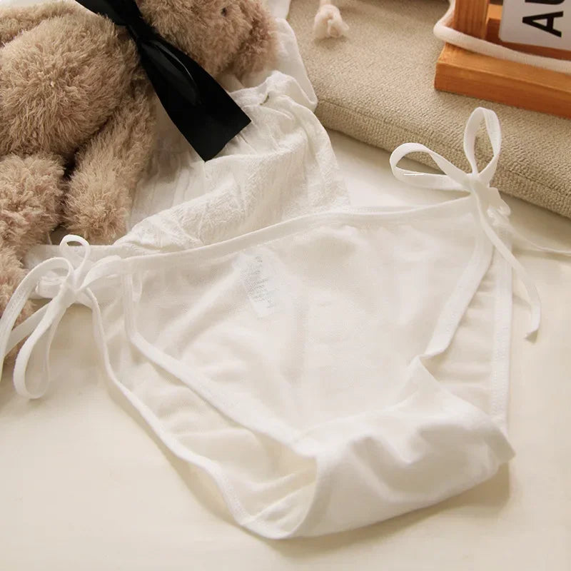 SP&CITY Young Girls Student Cute Underwear Women Japan Lace Up Cotton Panties Funny Hollow Out Seamless Briefs Female Lingerie