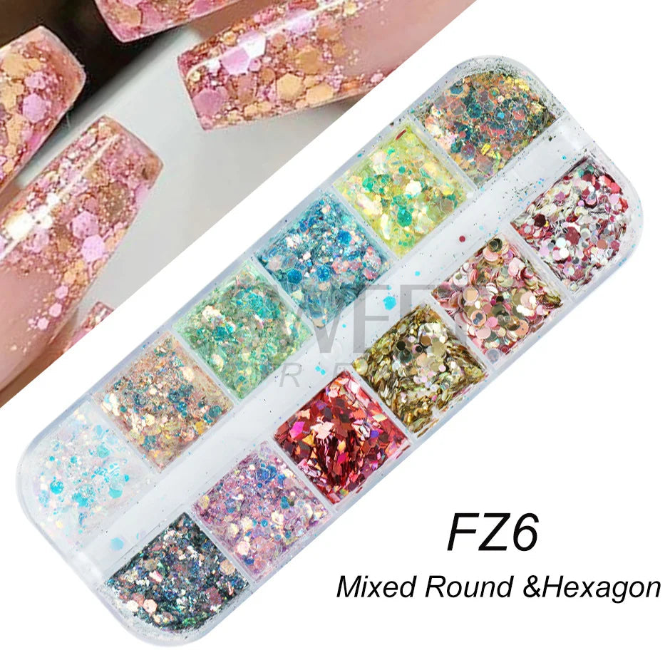 12 Grids Opal Dream Crystal Sequins Nail Flake Galaxy Iridescent Aurora 3D Paillette for Winter Autumn Manicure Decoration SWYFH Viralgem Store