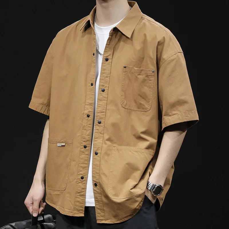 T-shirt Short-sleeved Shirt Men's Trendy Brand Trendy Shirt Summer Casual Work Clothes Loose Summer Trendy Freshlook Styles