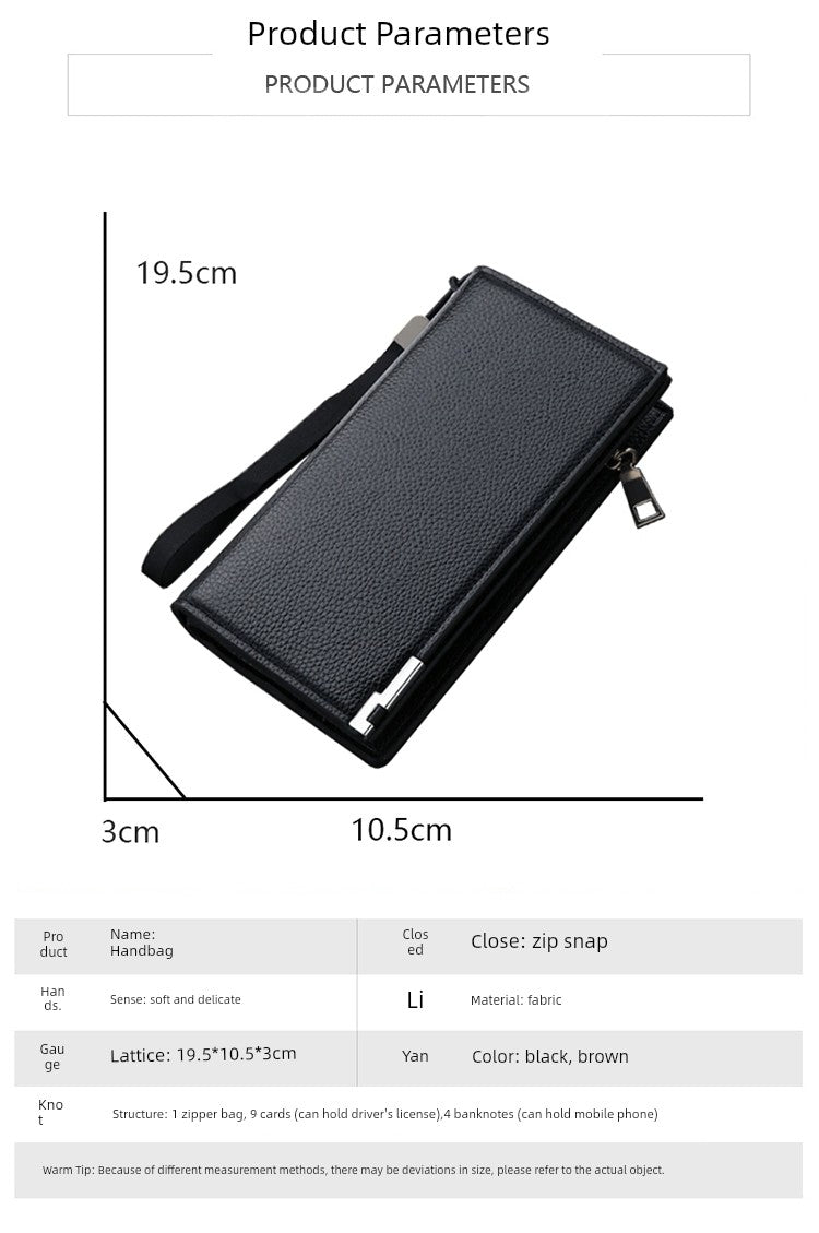 Trendy Long Business Men's Casual Zipper Handbag