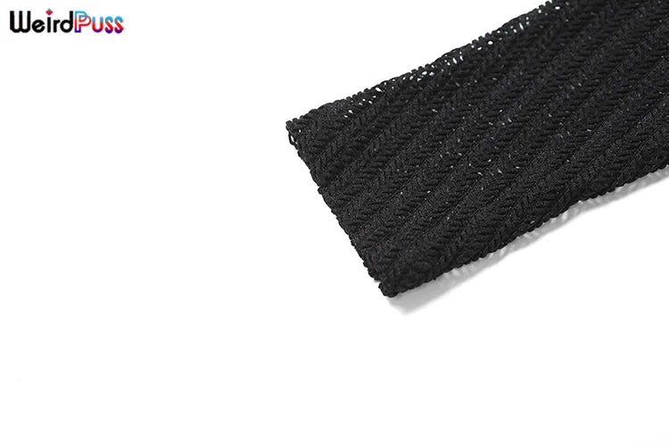 Weird Puss Summer Trend 3 Piece Set Women Spike Mesh Crop Tops+Bandage Bra+Leggings Tight Matching Vacation Streetwear Outfits Viralgem Store