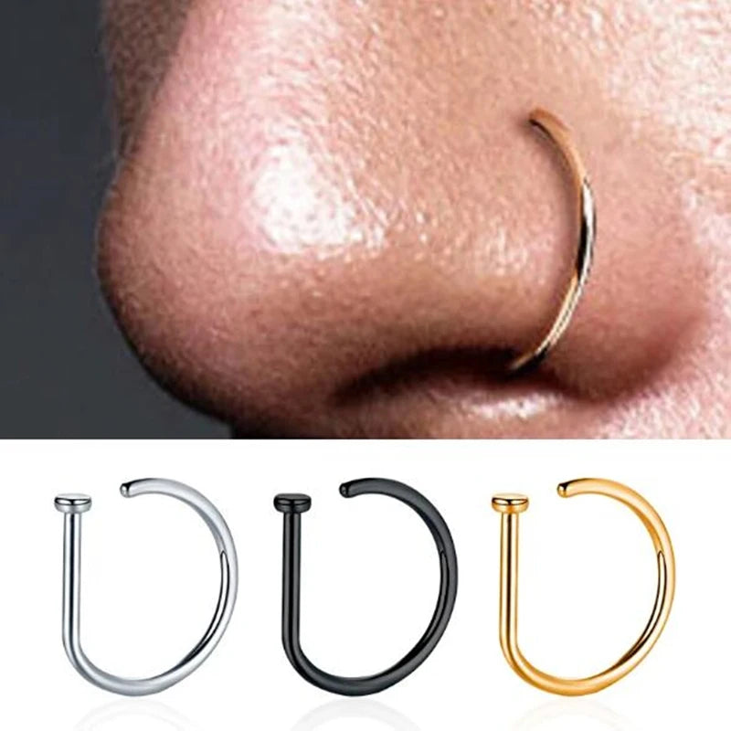 Women Men Fake Piering Nose Ring Earrings Fashion punk Non Piercing Nose Clip Stainless Steel Perforation Septum Body Jewelry Viralgem Store