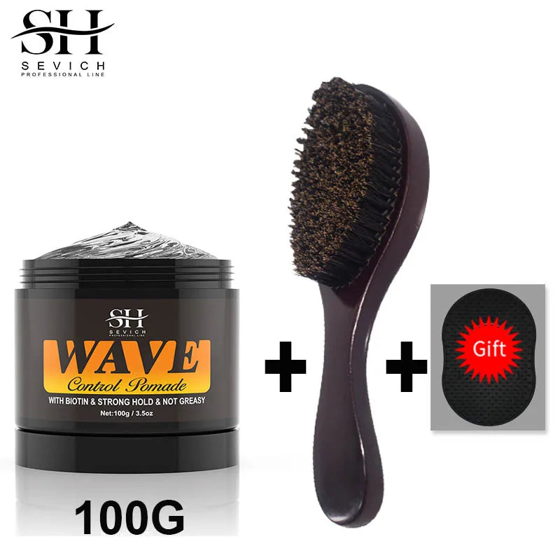 360 Wave Hair Wax Shampoo Kit Edge Control Gel Pomade Curly Hair Cream for African Men Grease Layered Style With Brush Tool Viralgem Store