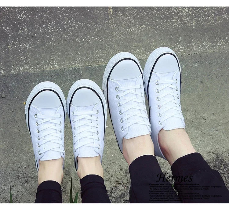 Student Running Solid ShoesWomen Vulcanized Ladies Lace-up Casual Breathable Walking Canvas Sneakers Spring Summer New Style Men