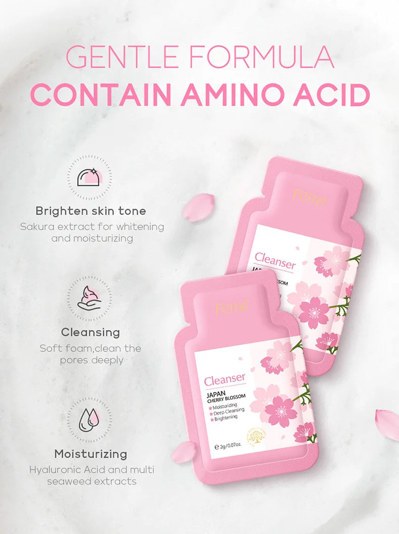 4pcs Skincare Sets Sakura Cleanser Face Cream Toner Eye Cream Deep Cleansing Moisturizer Oil Control Skin Care Kit Travel Outfit