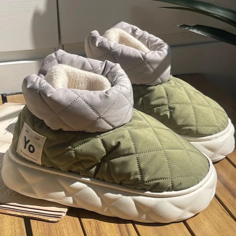 Winter Soft Women's Snow Boots Warm Snow Boots Thick Sole Bare Boots Mesh Red Couples Warm and Comfortable Winter Shoes Snow