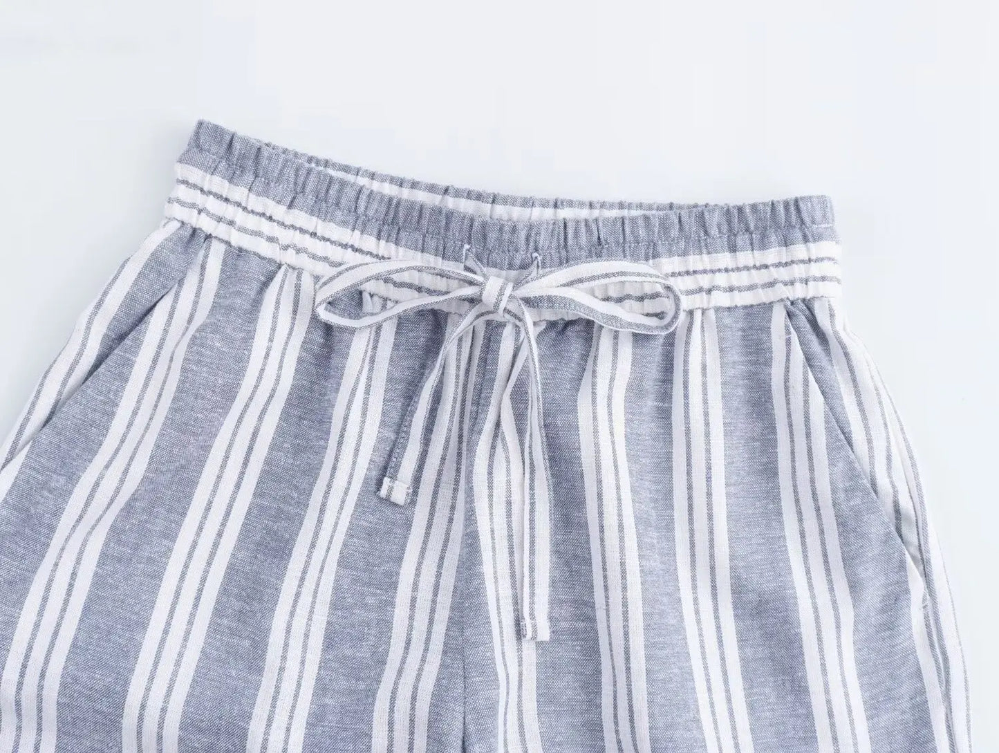 TRAF 2024 Women's Linen Blend Striped Casual Pants Dress Baggy Woman High Waist Cargo Clothes Promotion Official Store