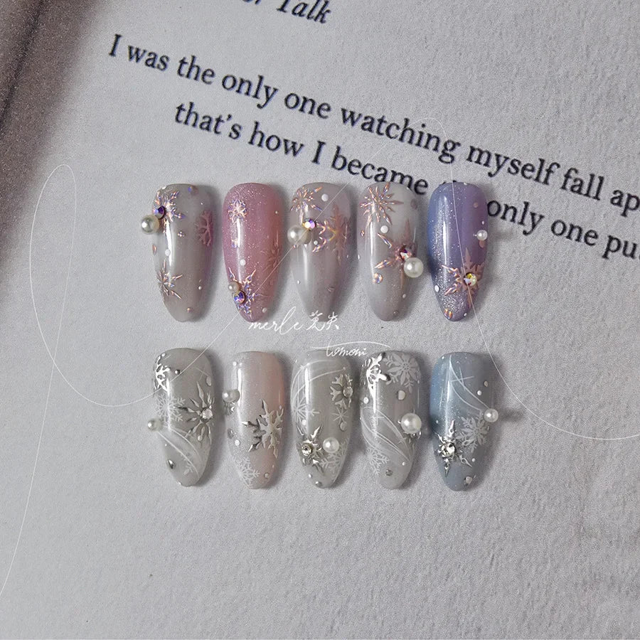 5D Laser Star Moon Snowflake Shiny Rhinestone Embossed Relief Self Adhesive Nail Art Decoration Sticker Manicure Decals