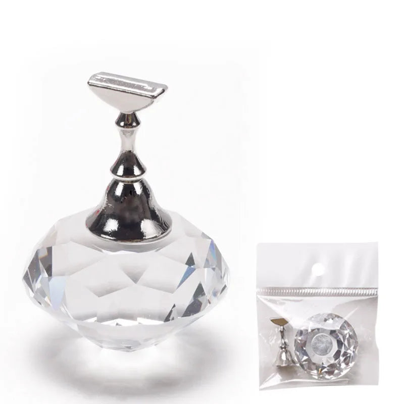 Acrylic nail practice stand, magnetic nail tip art display stand, nail enhancement tool with reusable adhesive putty clay, used