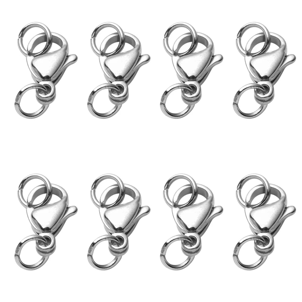 20-40pcs Gold Stainless Steel Lobster Clasps Hooks Connectors Jump Rings For Bracelet Necklace Chain DIY Jewelry Making Findings