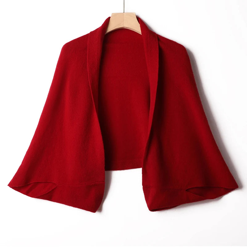 100%Pure Wool Women's Knitted Shawl Soft Warm Wollen Cardigan Cloak Wraps Shoulder Neck Protect Multifunctional Pashmina Scarves