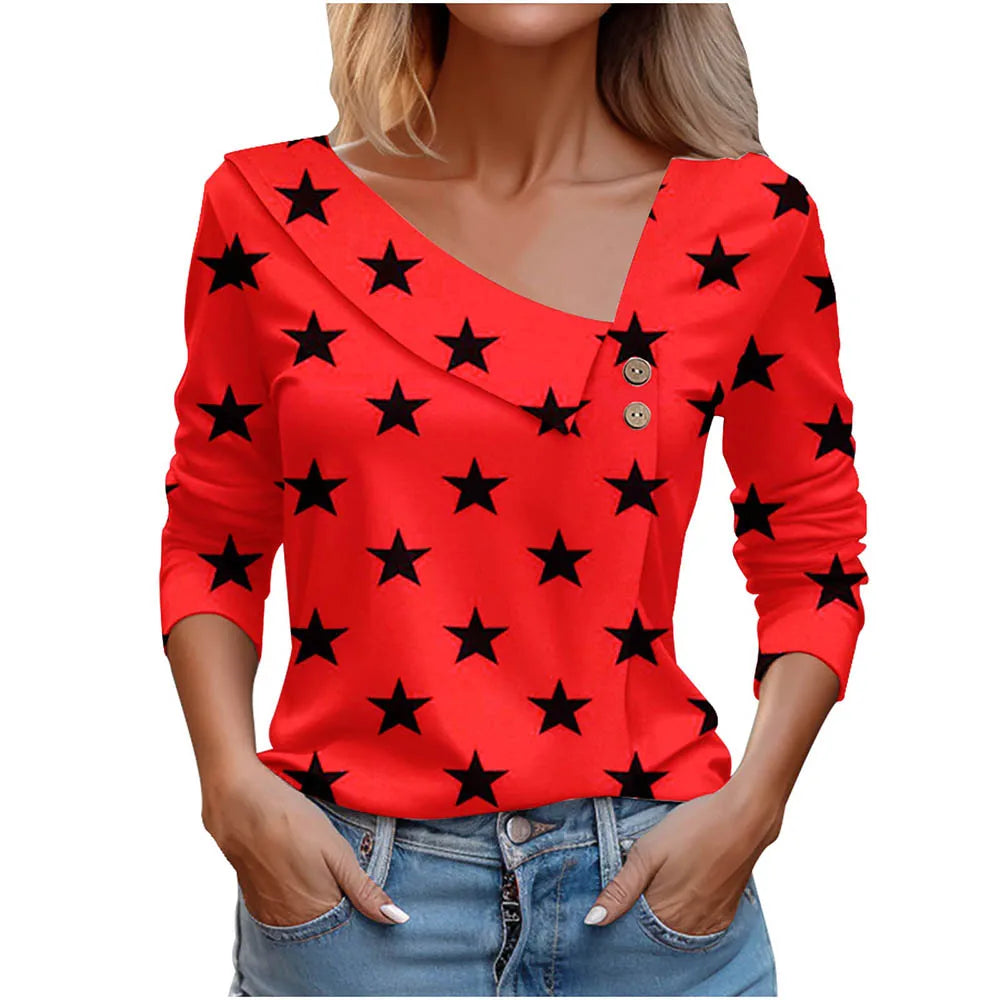T Shirt For Women Fashion Long Sleeve Top White Floral Print Shirts And Blouses Autumn Winter Clothes For Women 2024 Viralgem Store