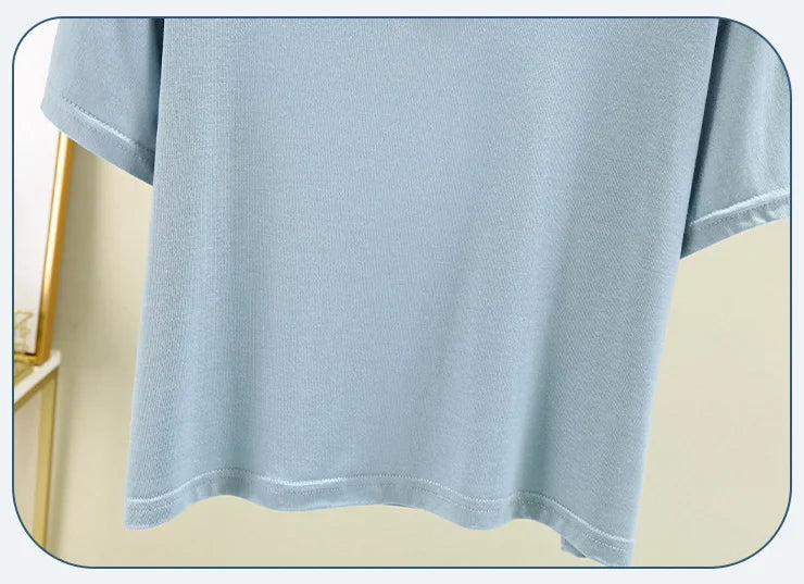 Women's T-shirt Modal V-Neck Short sleeves Tops Summer Casual T Shirts  Solid color Loose basic Bottoming Tees