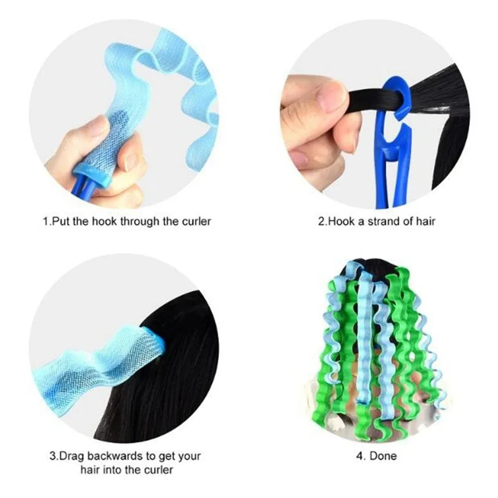 12pcs Heatless Hair Curler No Heat Hair Rollers Soft Curls Curling Rod Roller Sticks Perm Rods Wave Formers Hair Styling Tools