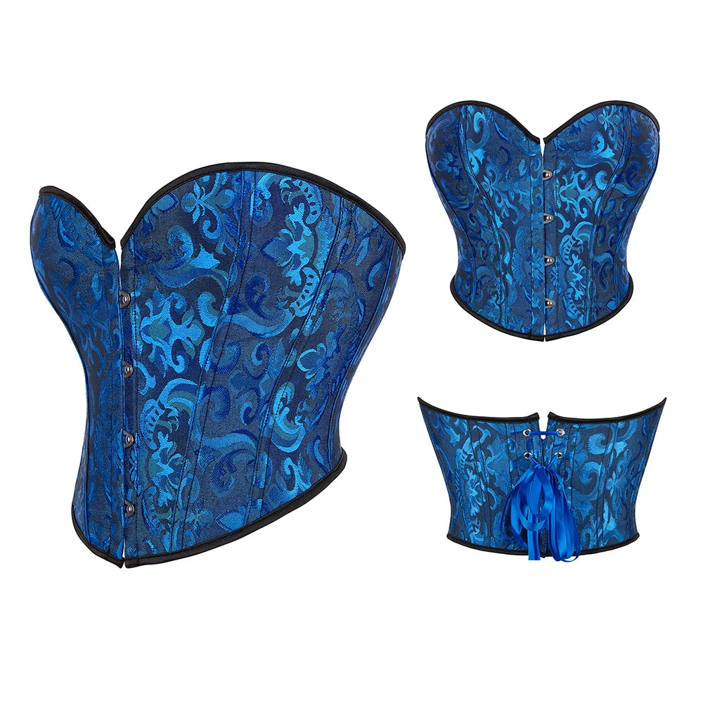 Women Steampunk Corset Bustier Overbust Lingerie Sexy Corselet Lace Up Plus Size Brocade Crop Tops Vest Female Gothic Costume Viralgem Store