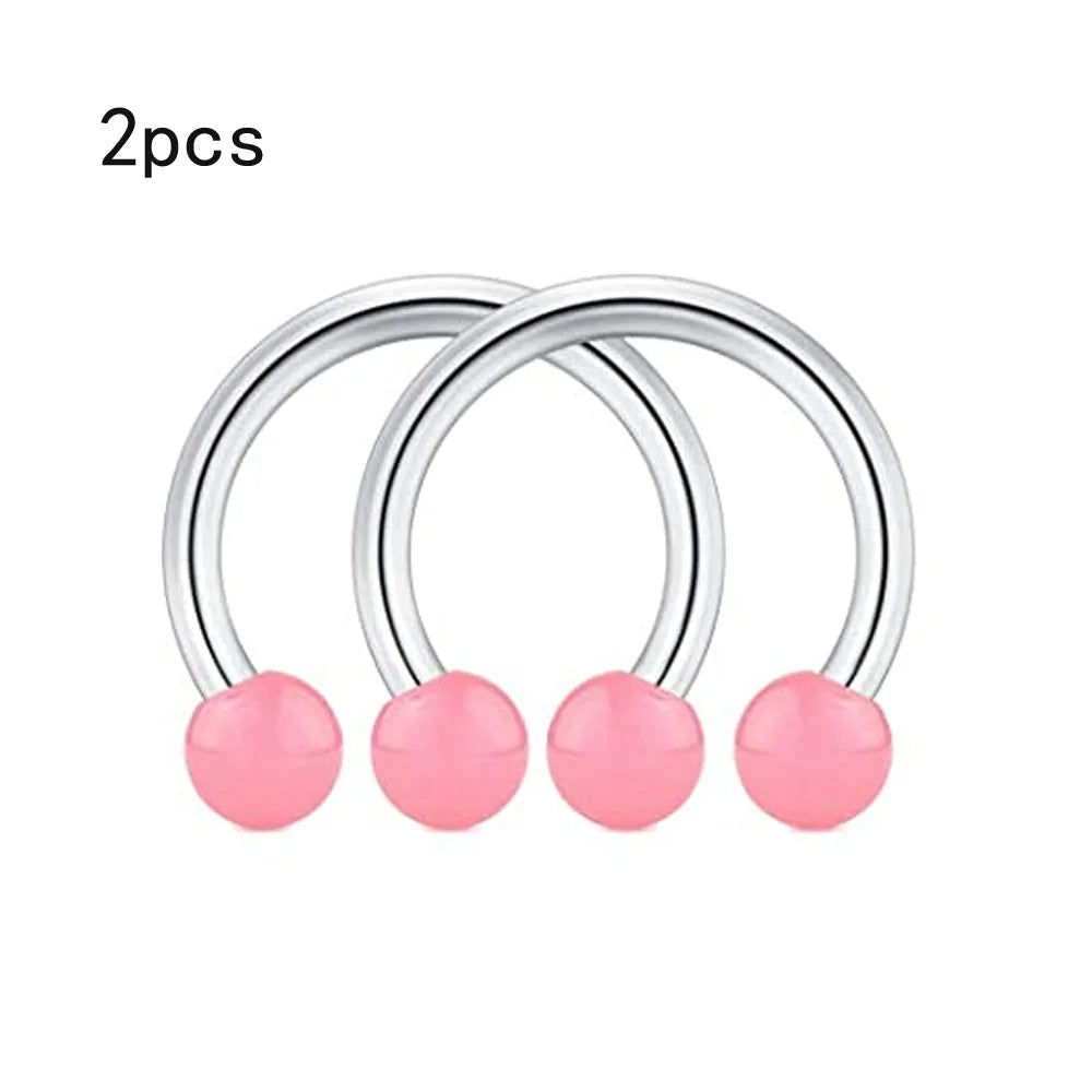 WKOUD 16G Cartilage Helix Earrings Hoop Tragus Snug Piercing Jewelry Stainless Steel Curved Barbell Eyebrow Rings Pink 6/8/10mm