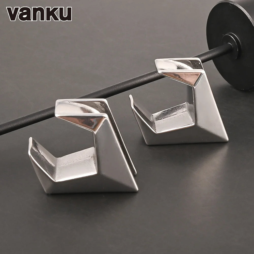 Vanku 2pc Stainless Steel Geometry Saddle Ear Tunnel Plugs Expander Stretchers Gauges Earrings Piercing Body Jewelry