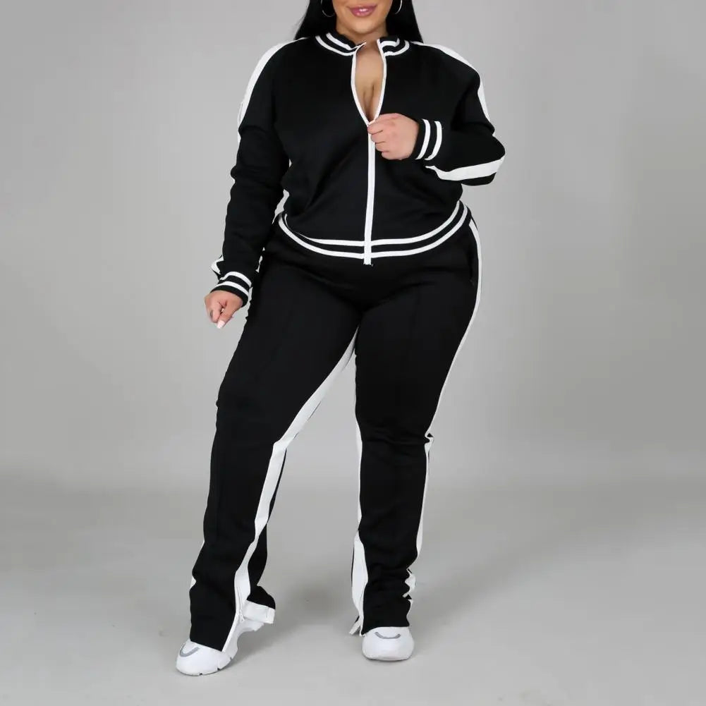 2025 Women Tracksuit Jogging Suit Plus Size Zip-up Long Sleeve Sweatsuit with Trousers Loose Fit Tracksuit Sports Casual Outfit Viralgem Store