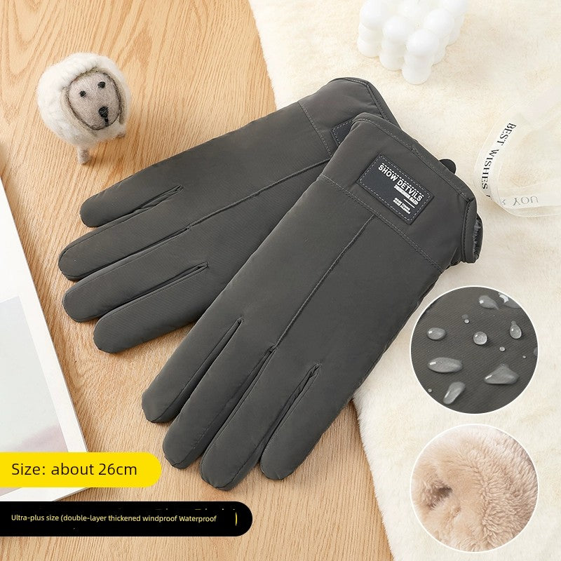 Women's Warm-Keeping and Cold-Proof Five-Finger Double-Layer Thickened Gloves for Autumn and Winter