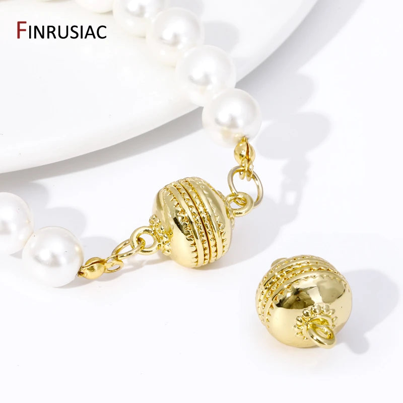 18K Gold Plated Brass Round Strong Magnetic Clasps Connector Buckle Hook Clasps For DIY Bracelets Necklaces Making Accessories Viralgem Store