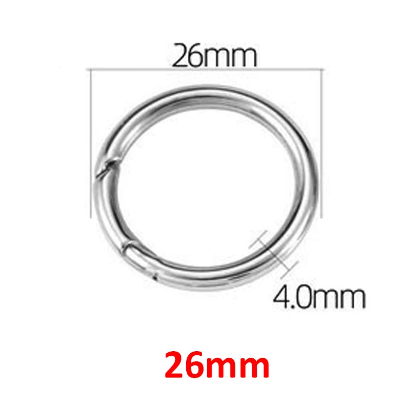 12-35mm Stainless Steel Spring Clasps Keyring Hooks for Keychain Key Holder Openable Round Key Ring Carabiner Jewelry Making DIY