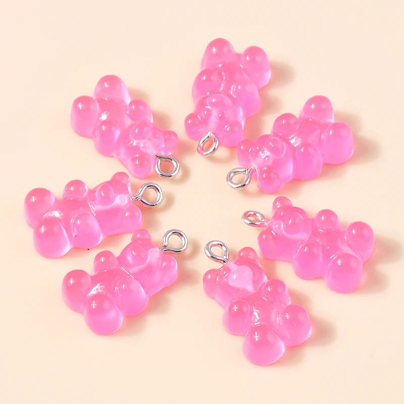 30colors 10pcs 22X11mm Candy Color Gummy Mini Bear Charms for Making Cute Earrings Pendant Necklace DIY Creative Jewelry Finding