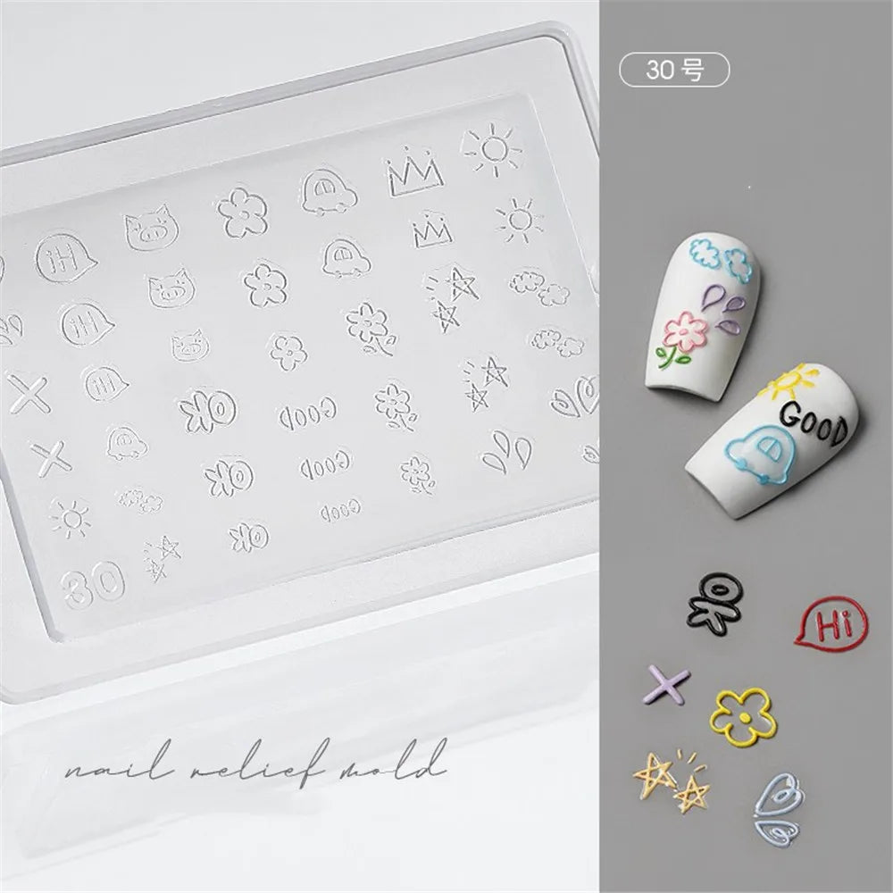 1pc Sweater Knitting Lace 3D Acrylic Mold Nail Art Decoration Nails DIY Design Silicone  Nail Art Template Nail  Mold
