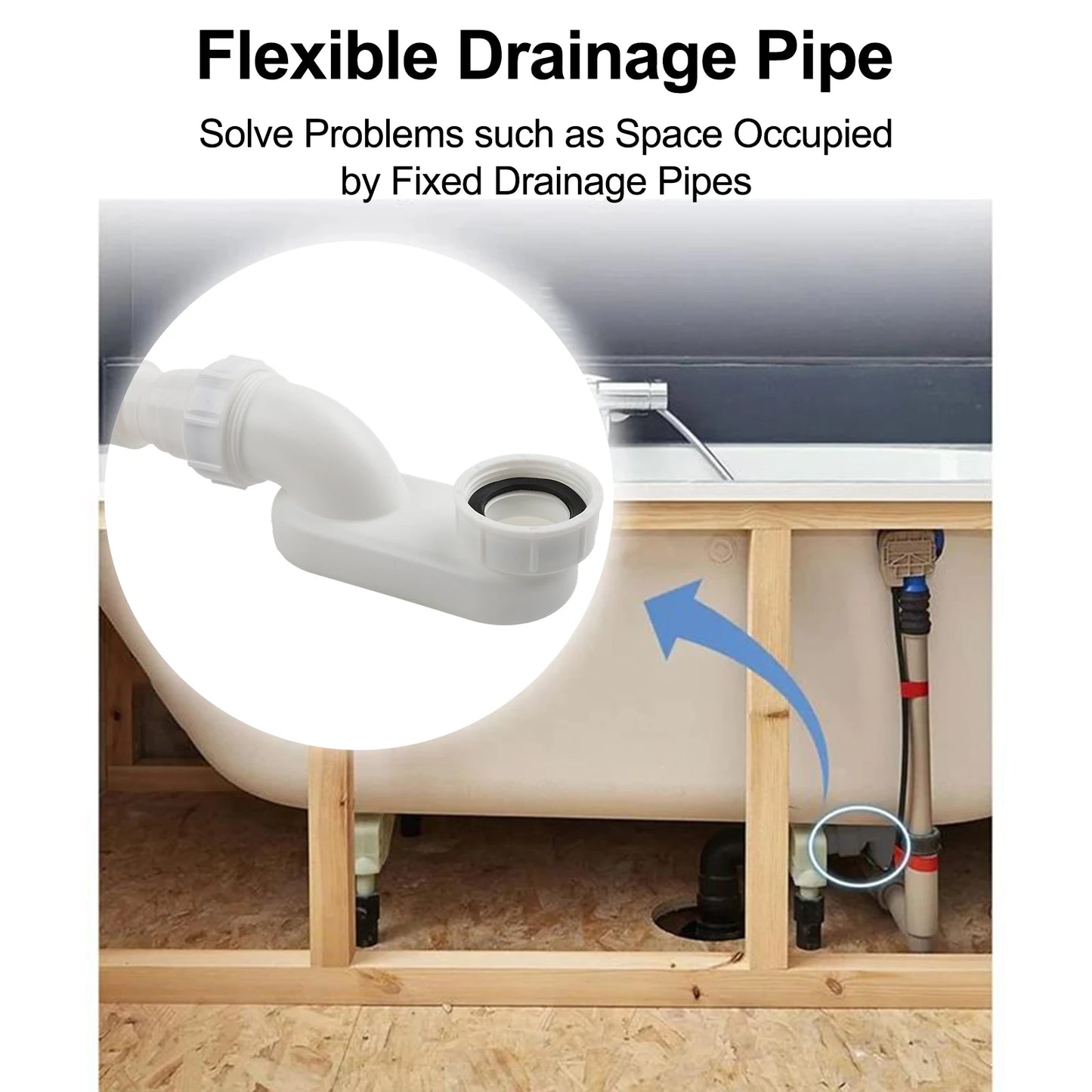 Adapts To Various Drain Alignments Effective Drainage Solution Easy Installation Bathtub Drain Compact Bathroom Use