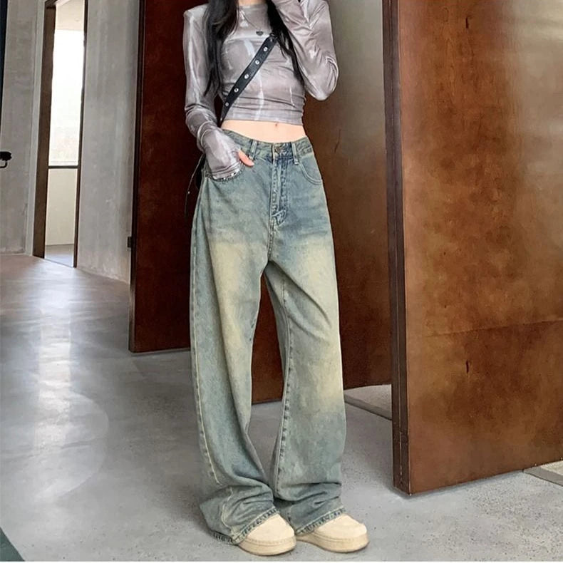 Stay Comfortable and Fashionable With Deeptown Y2k Baggy Wide Leg Jeans - A Must-Have for Casual Wear