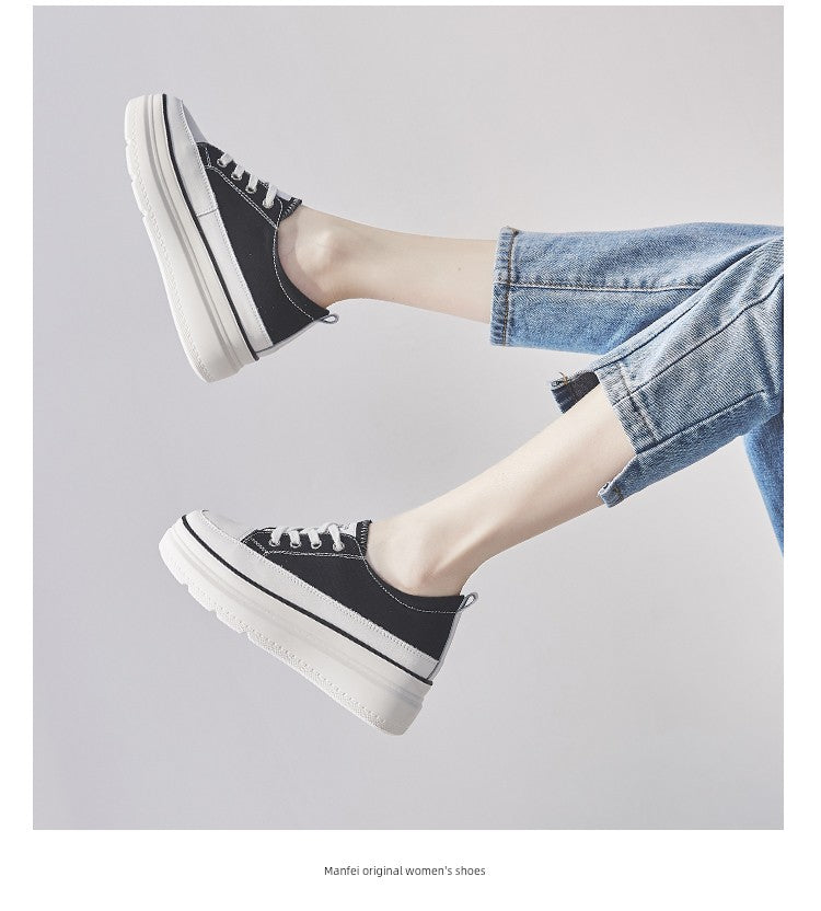 White Shoes Thick Sole Elevator Wild Best Selling Canvas Shoes