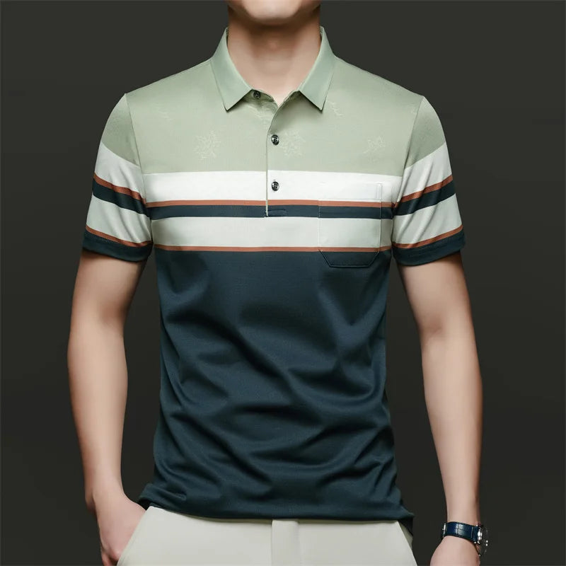 Top Grade Summer Brand Polo Shirts For Men Designer Summer Stripped Luxury Short Sleeve Slim Casual Tops Fashions Men Clothes Viralgem Store
