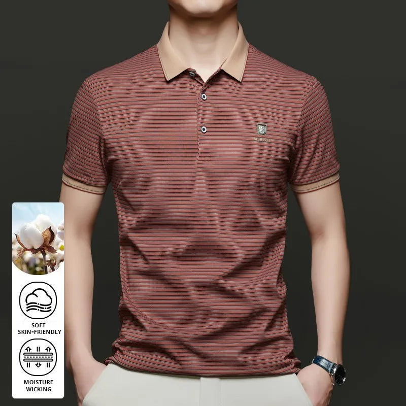 Top Grade 2025 Summer Brand Designer Polo Shirts For Men Summer Stripped Slim Fit Short Sleeve Casual Tops Fashions Men Clothes Viralgem Store