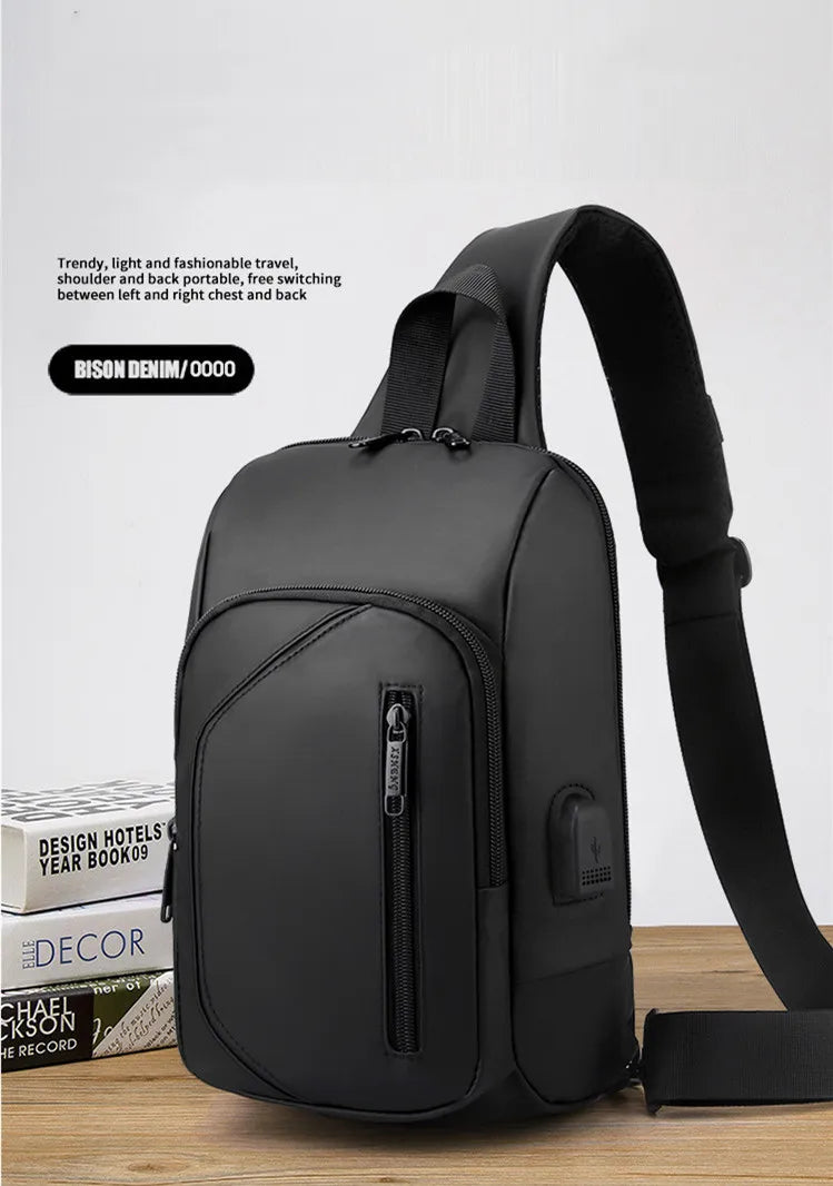 2023 Men's Chest Bag Waterproof Crossbody Bag Multifunction Anti-theft Travel Bags Shoulder Bag Male USB Charging Pouch for Man Viralgem Store