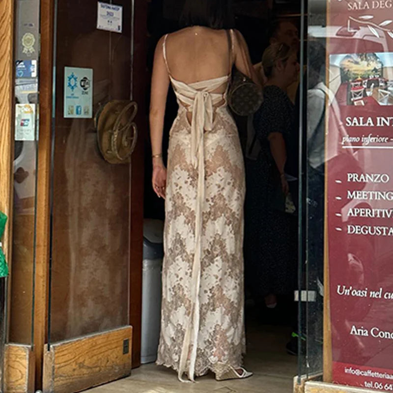 WhereMery New Bandage Backless Print Maxi Dress Elegant Spaghetti Straps Sleeveless Dresses Fashion 2023 Evening Party Club Robe