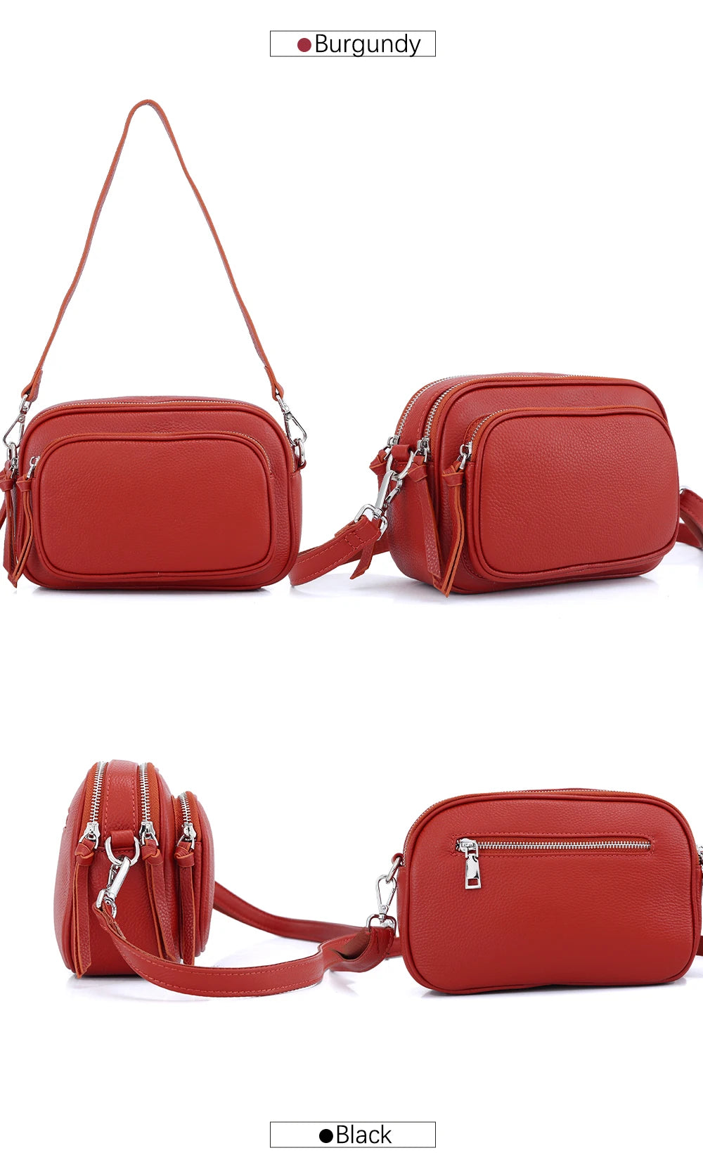 Zency Designer Women Shoulder Bag Genuine Cowhide Leather Handbag Zipper Pockets Large Capacity Female Crossbody Bag White Viralgem Store