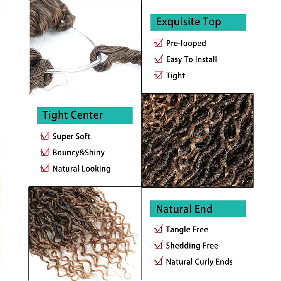 TBUG Goddess Faux Locs Crochet Hair 22 Inch 1B River Locs Braid Curly Hair Faux Locs Synthetic Braiding Hair Extension For Women Viralgem Store